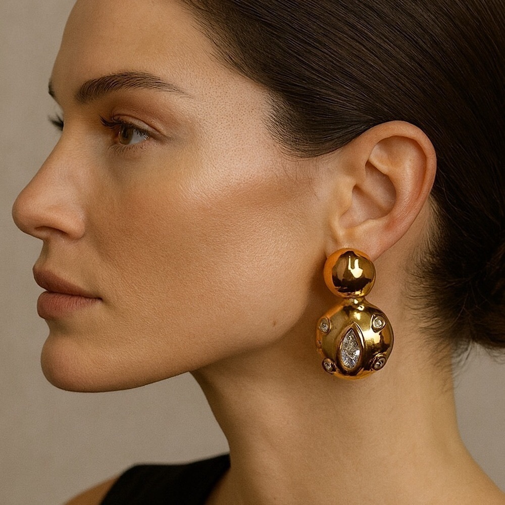 Lia Gold and Silver Stud Earrings